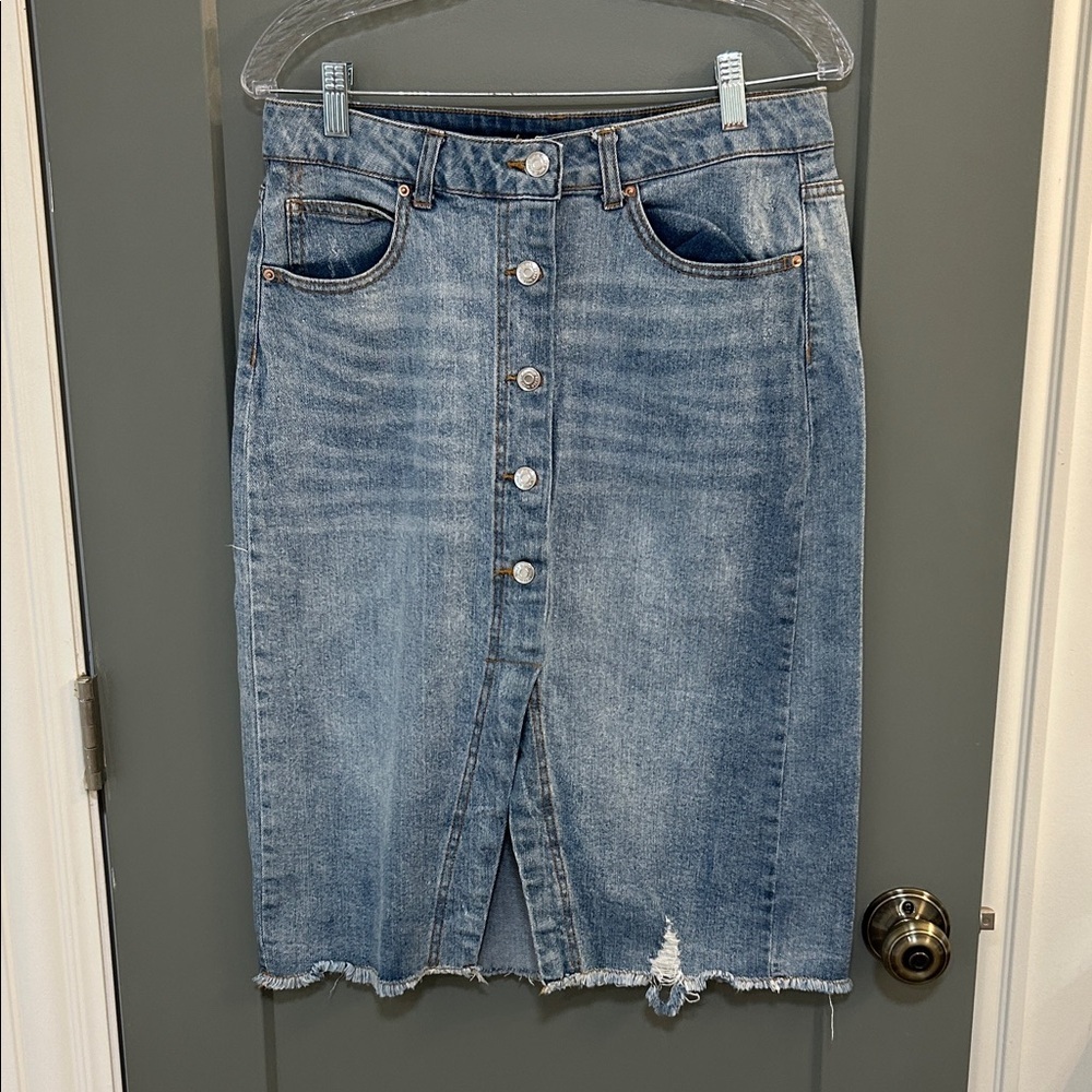 Wild fable Denim Button-Front Midi Skirt Size 10